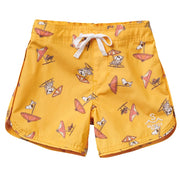 Seaesta Surf x Peanuts® Snoopy Boys Boardshorts – Scallop Retro Flare in Mustard