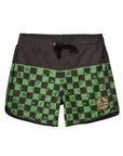 Seaesta Surf x Teenage Mutant Ninja Turtles® Boys Boardshorts – Scallop Retro Flare in Mutant Checker Turtle Green