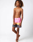Seaesta Surf Boys Boardshorts – Scallop Retro Flare in Triple Scoop Bubblegum