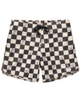 Seaesta Surf x Peanuts® Boys Boardshorts – Scallop Retro Flare in Black & White Checker - Strand