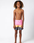 Seaesta Surf Boys Boardshorts – Scallop Retro Flare in Triple Scoop Bubblegum