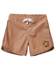 Seaesta Surf x Surfy Birdy Boys Boardshorts – Scallop Retro Flare in Smiley Khaki