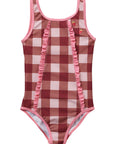 Seaside Gingham / Ruffle Swimsuit / Berry