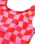 Wavy Checks Swimsuit / Fuchsia