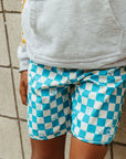 Seaesta Surf x Peanuts® Boys Boardshorts – Scallop Retro Flare in Turquoise Venice