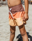 Seaesta Surf Boys Boardshorts – Scallop Retro Flare in Triple Scoop Butter Pecan