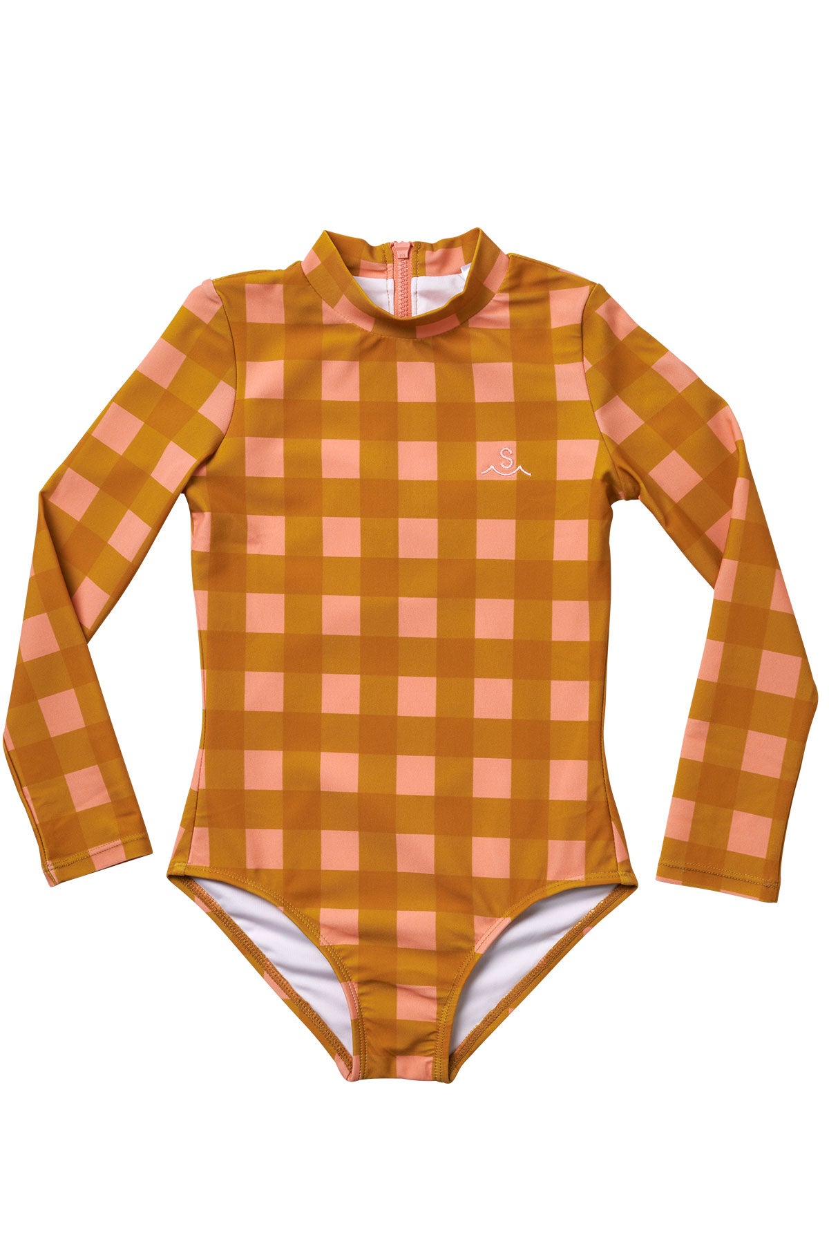 Surf Long Sleeve One-Piece Swimsuit in Nautical Awning