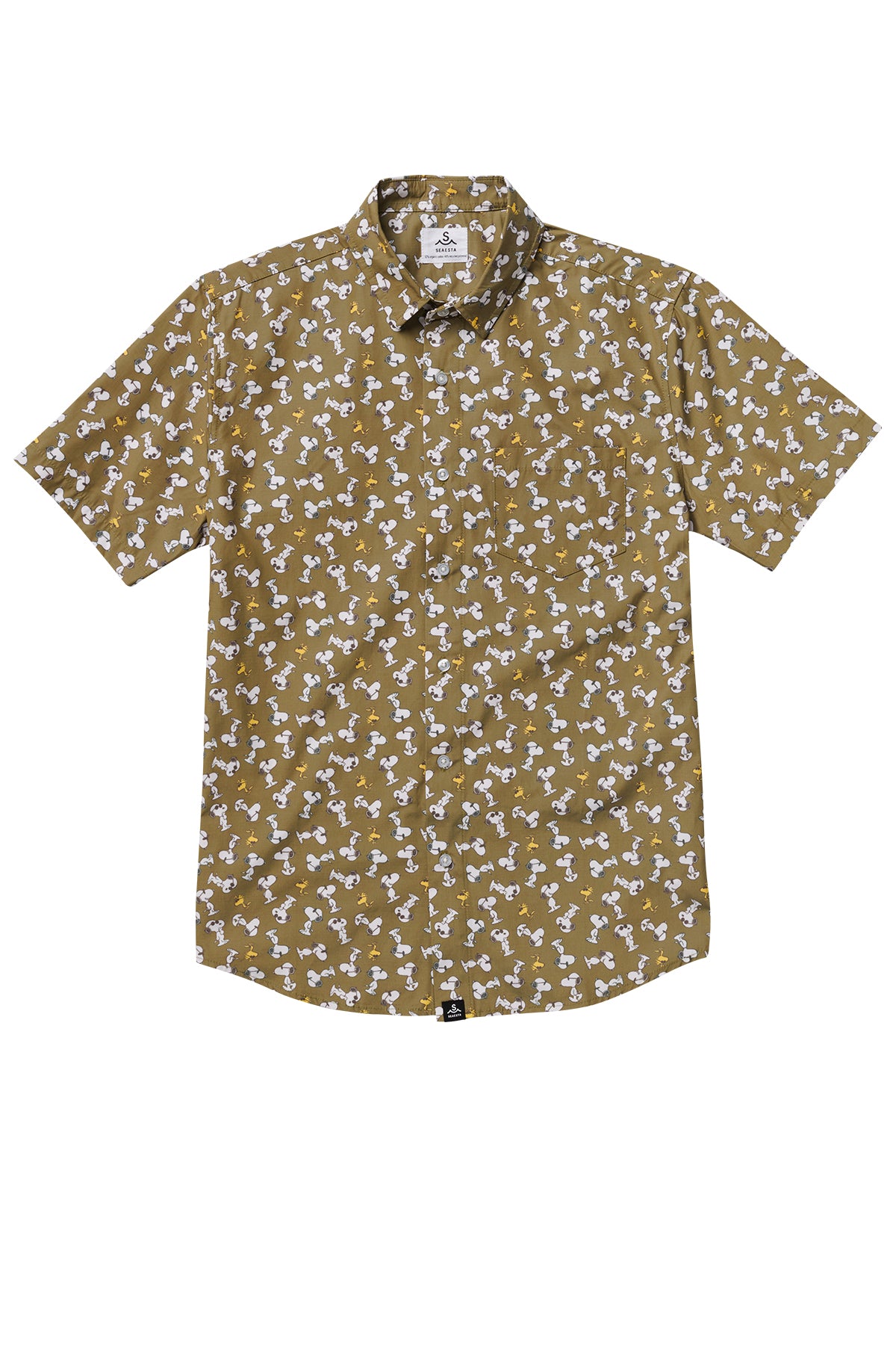 Seaesta Surf x Peanuts Joe Cool Button Up Shirt Adult Olive