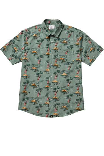 Seaesta Surf x SpongeBob® Button Up Shirt / Adult / Plankton Green