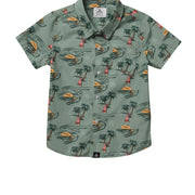 Seaesta Surf x SpongeBob® Tropical Button Up Shirt / KIDS / Plankton Green
