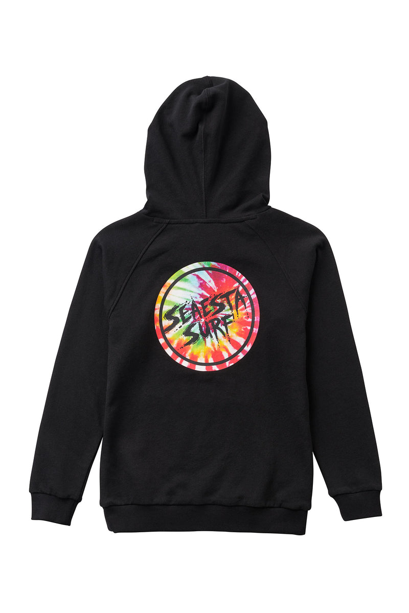 【スーパーセール】 Seaesta Surf Black Hoodie with Tie Dye Graphic / Youth トップス