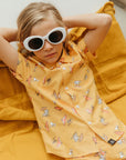Seaesta Surf x Peanuts® Snoopy Boys Boardshorts – Scallop Retro Flare in Mustard