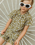 Seaesta Surf x Peanuts® Joe Cool Button Up Shirt / KIDS / Olive