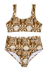Beach Checks Two Piece Swimsuit / Coconut