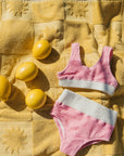 Crinkle Color Block Two Piece Swimsuit / Berries & Cream