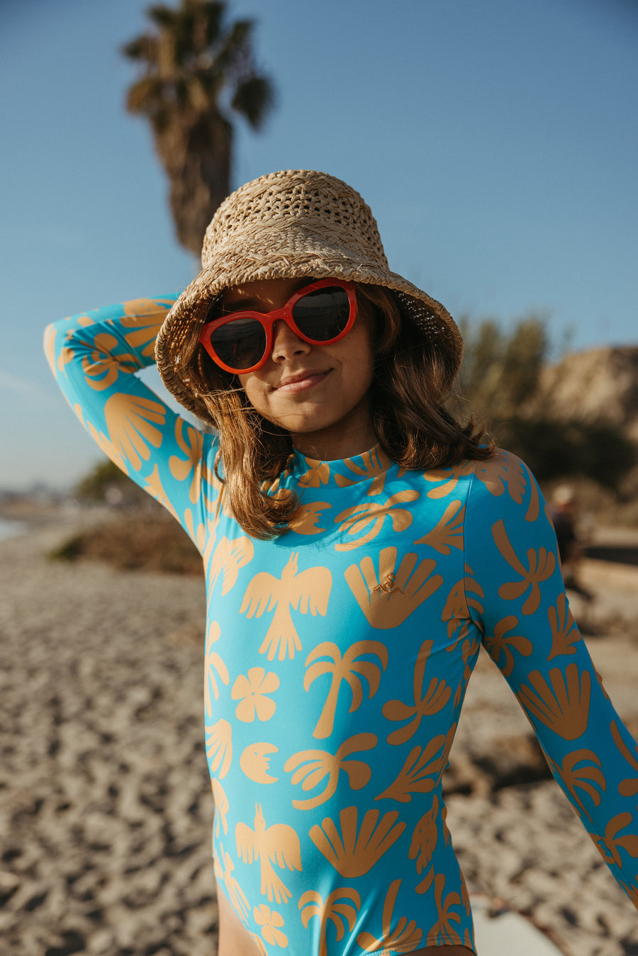 Seaesta Surf x Ty Williams / Long Sleeve Swimsuit / Orange Sherbet