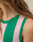 Striped Knit Mini Dress / Pink Palms