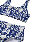 Beach Checks Textured Two Piece Swimsuit / Navy