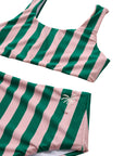 Cabana Stripe Two Piece Swimsuit / Pink Palms