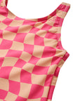 Wavy Checks One Piece Swimsuit / Hot Pink
