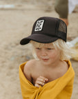 Black Embroidered Surf Eat Nap Snapback Trucker Hat