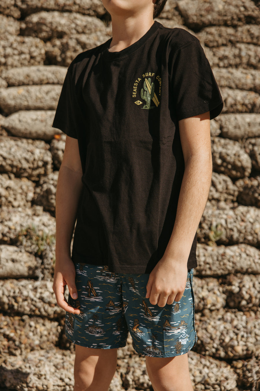 Surf Cactus Tee / Youth / Charcoal