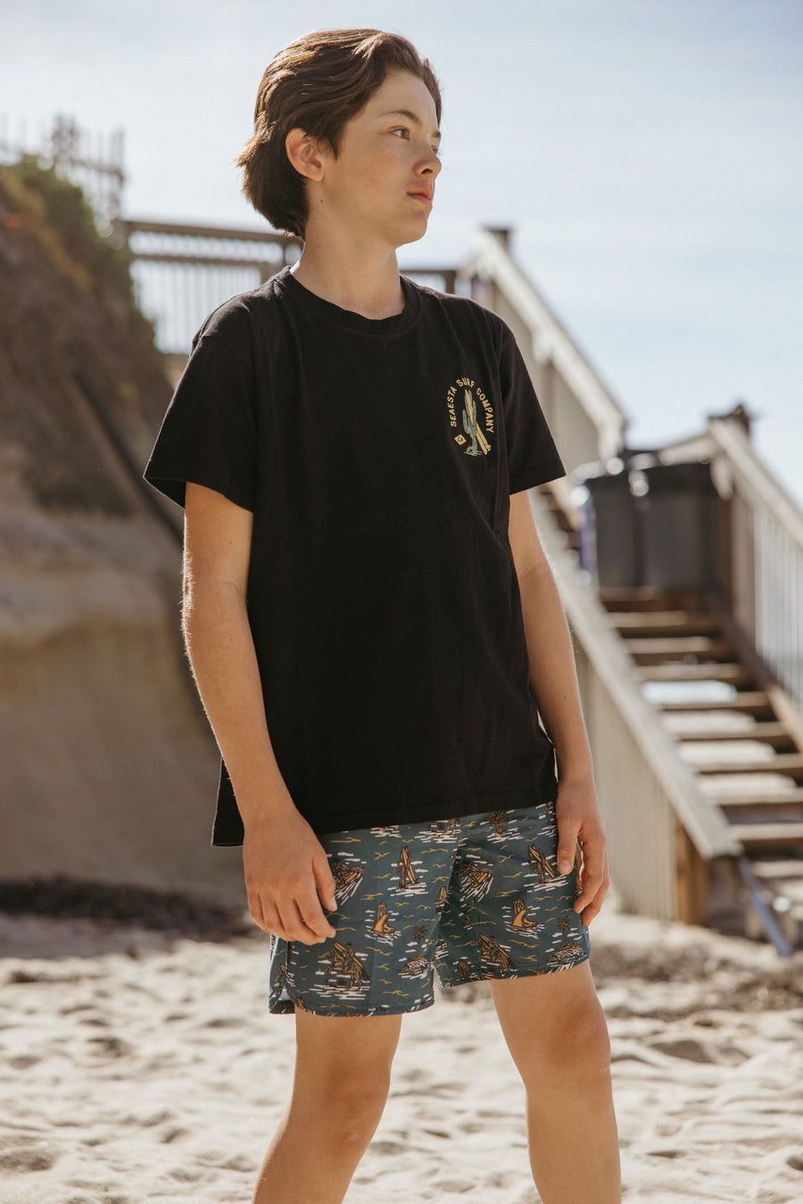 Surf Cactus Tee / Youth / Charcoal