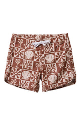Seaesta Scallop Retro Flare Boardshort / Beach Checks / Coconut