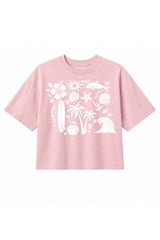 Cropped Boxy Beach Vibes Tee / Pink