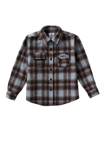 Patch Flannel Shirt / Youth / Sky Blue