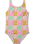 Beach Checks One Piece Swimsuit / Pastel