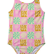 Beach Checks One Piece Swimsuit / Pastel