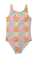 Beach Checks One Piece Swimsuit / Pastel