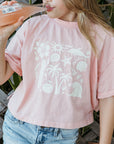Cropped Boxy Beach Vibes Tee / Pink
