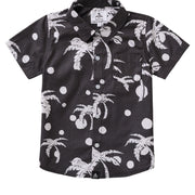 Palm Tree Polka Dot Button Up Shirt / Youth / Charcoal