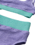 Crinkle Color Block Two Piece Swimsuit / Lavender Haze