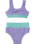 Crinkle Color Block Two Piece Swimsuit / Lavender Haze