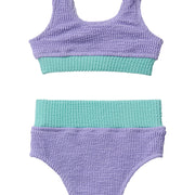 Crinkle Color Block Two Piece Swimsuit / Lavender Haze