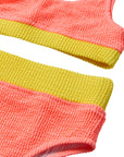 Crinkle Color Block Two Piece Swimsuit / Melon