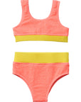 Crinkle Color Block Two Piece Swimsuit / Melon