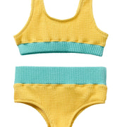 Crinkle Color Block Two Piece Swimsuit / Citrus