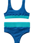 Crinkle Color Block Two Piece Swimsuit / Indigo