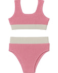 Crinkle Color Block Two Piece Swimsuit / Berries & Cream