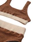 Crinkle Color Block Two Piece Swimsuit / Sand