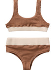 Crinkle Color Block Two Piece Swimsuit / Sand