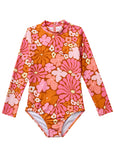Fleurs / Long Sleeve Surf Suit Swimsuit / Rose