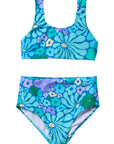 Fleurs / Two Piece Swimsuit / Aqua