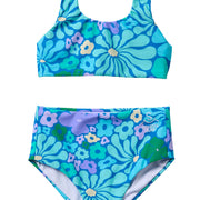 Fleurs / Two Piece Swimsuit / Aqua