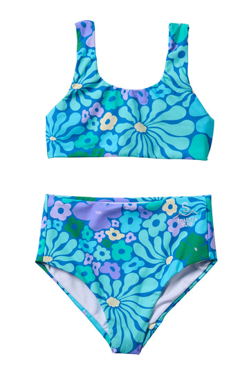 Fleurs / Two Piece Swimsuit / Aqua