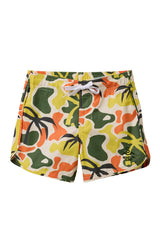 Seaesta Scallop Retro Flare Boardshort / Palm Tree Camo / Orange